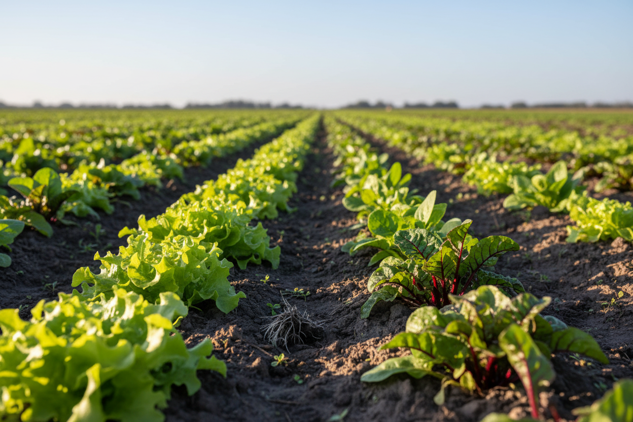 salad leaves in a field